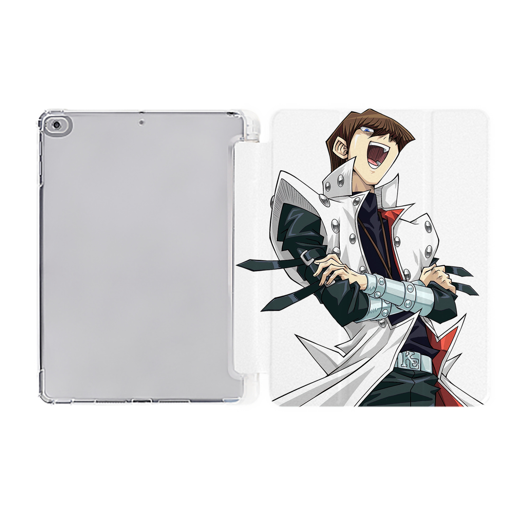 （画像用） 遊☆戯☆王 Yu-Gi-Oh! IPad ケース ペン収納付き 三つ折りスタンド PUレザー×シリコン 対応機種9.5/10.5/10.9インチ